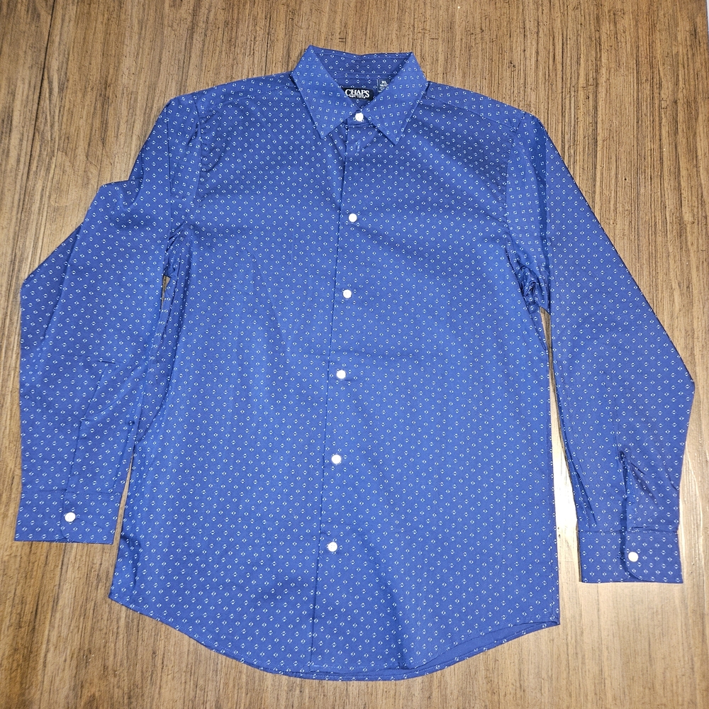 Chaps Blue Patterned Button Down Boys Shirt size XL 18/20